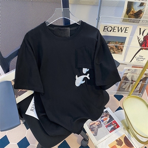 纯棉后包领抖音天猫品质情侣男女刺绣字母短袖T恤 TT028-40图片