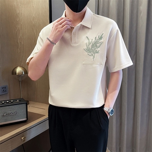 夏男翻领POLO衫拼色男休闲宽松休闲衬衣小伙A236-82563-P60图片