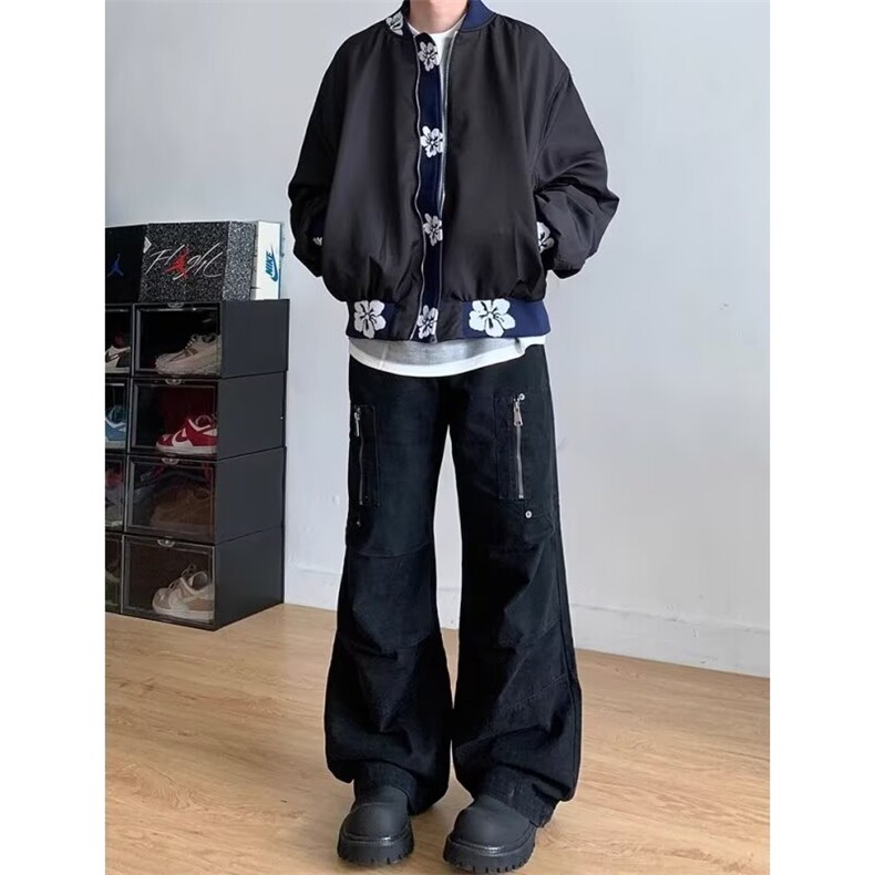 1506/Q3590/P65美式复古提花刺绣拼接夹克百搭棒球服外套,男装夹克,星座1506