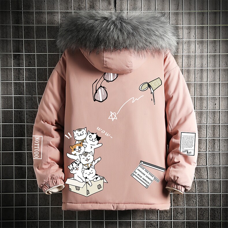 MM48115-P130冬季大毛领棉衣男士大码加厚棉袄男棉服网格,男装棉衣,电商A040A