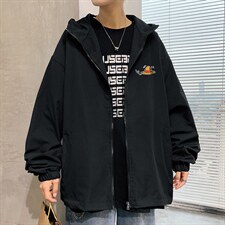 ！春秋新款港风休闲连帽夹克男宽松外套男装DJK245-P45，男装夹克，电商B371