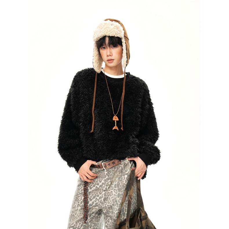现货-原创秋冬重磅卫衣加绒加厚卫衣环保皮草1016-1Y135P65K108，男装卫衣，星座1016-1（原电商B408-1）
