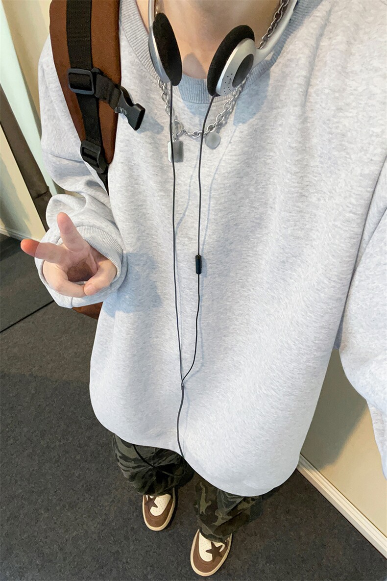 基础纯色圆领套头卫衣简约设计感上衣情侣款W4691-特价P25,男装卫衣,电商A007
