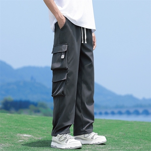 夏款男冰丝工装大口袋字母印花冲锋裤大码M-5XL h049 P38图片