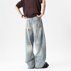 5049-现货脏色破洞高质量重工洗水牛仔裤(P65X89)1，男装牛仔裤，电商C315