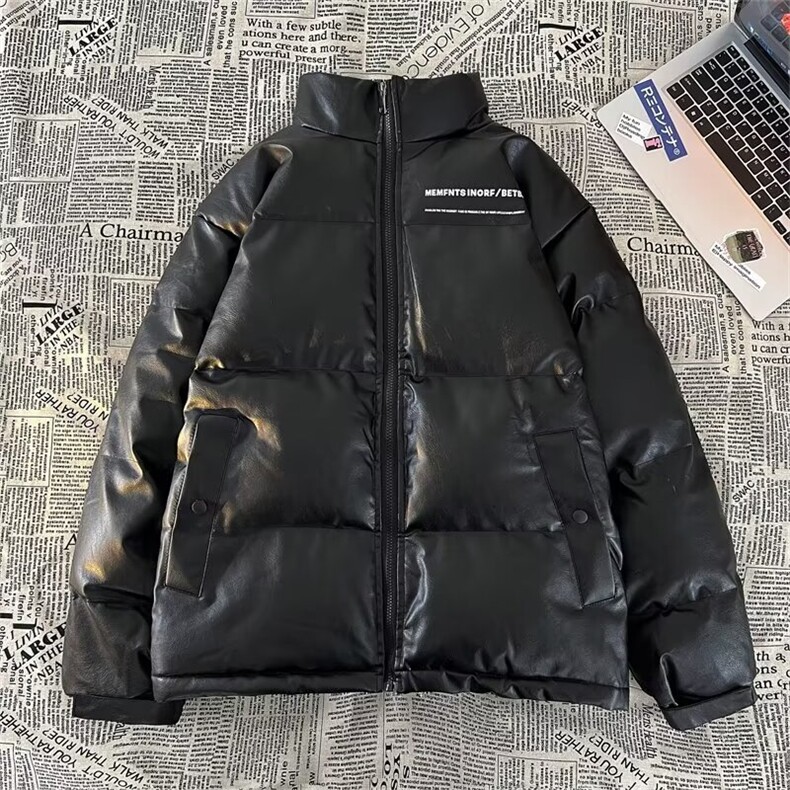 皮棉服男韩版潮流字母印花高街帅2024冬季ins棉衣外套MF145-P113,男装棉衣,星座412-3