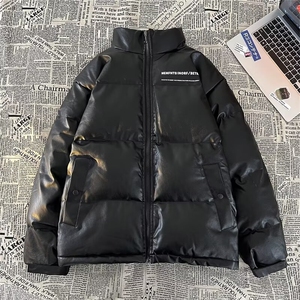 皮棉服男韩版潮流字母印花高街帅2024冬季ins棉衣外套MF145-P113图片