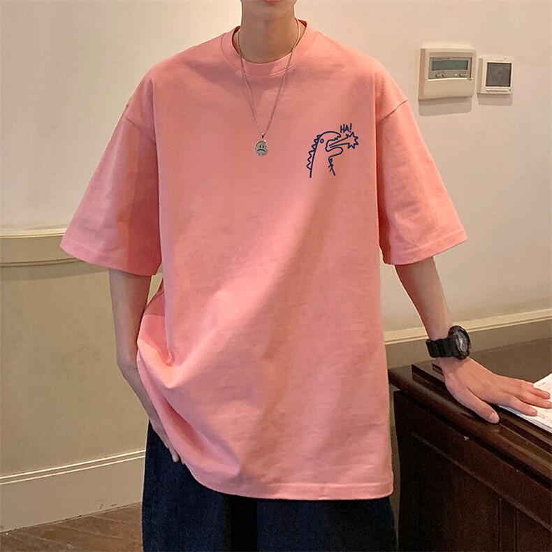 T739大码宽松纯棉运动圆领体恤衫oversize短袖T恤男重磅T,男装T恤,星座304A-1