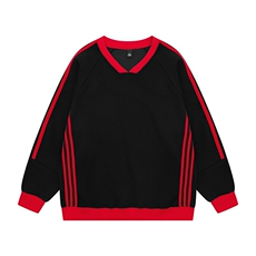 光板得物\唯品二开三条杠撞色拼接插肩袖V领卫衣A86P35，男装卫衣，电商A247