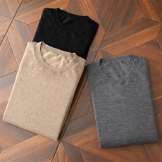 精纺扬子羊毛衫男短袖t恤圆领薄款针织衫半袖毛衣夏，男装羊绒套衫，欧力羊绒