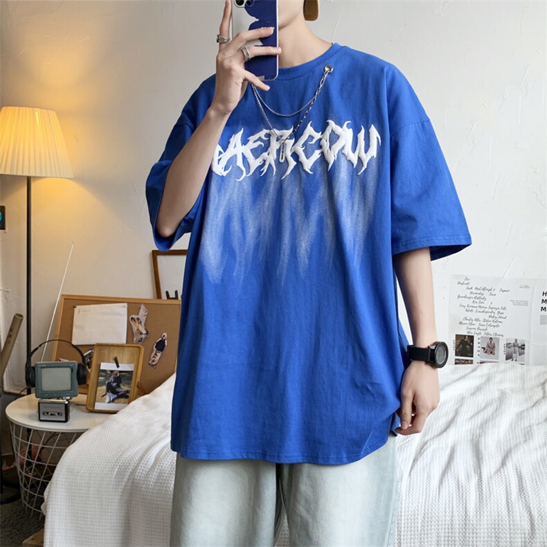 夏季扎染潮牌ins情侣休闲半袖上衣潮设计感短袖男 T1077-P30图片