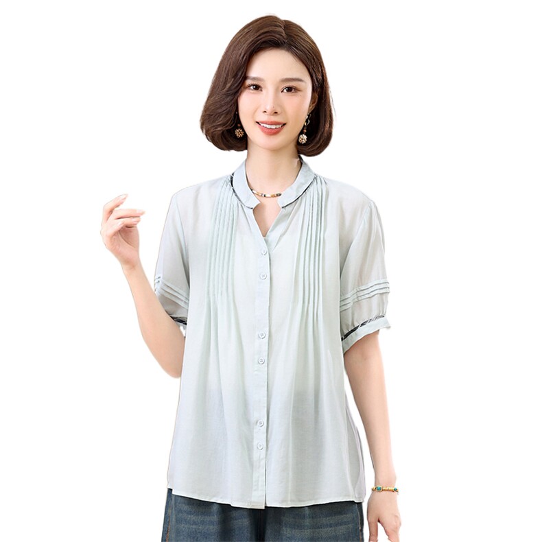 合集新款夏季短袖宽松休闲简约连帽翻领衬衫上衣T恤啦娜菲,女装衬衫,叶笙衣