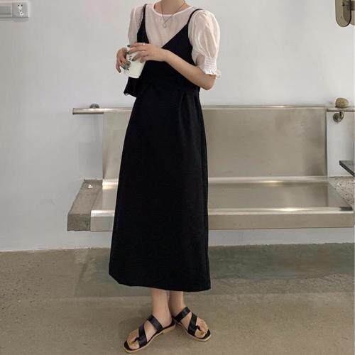 【现货】夏季新款天丝假两件连衣裙，女装连衣裙，名依人