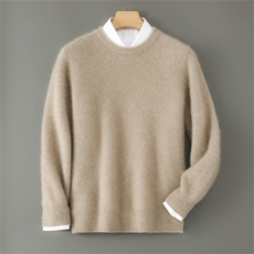2025年秋季新款七针水波纹针织男士圆领羊毛衫时尚休闲通勤百搭，男装羊毛衫，雅邦羊绒