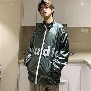 港风炫彩反光夹克男大码宽松字母印花外套 A090-JK50 P85 限118图片
