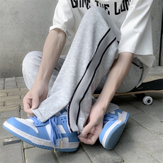 休闲裤男韩版潮拼色条纹开衩2023秋冬新款ins宽松长裤K2408-P35，男装休闲裤，星座412-3