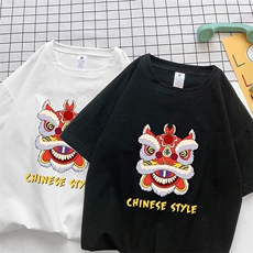 YT26185-P30亚麻短袖t恤男大码五分袖男宽松七分袖港风摆拍，男装T恤，电商A040