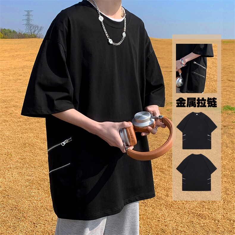 M-6XL 大码240克纯棉宽松新款T恤109-1-T23613-P48图片