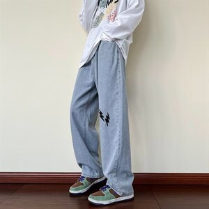 美式街头裤子男高街ins潮vibe欧美炸街牛仔裤男宽松直筒6230-p43图片