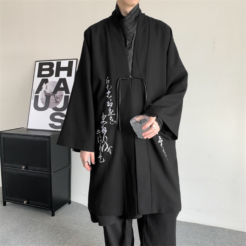 春秋新中式汉元素古装中长款书法刺绣风元素加肥加大码胖子外套,女装短外套,星座909-2（原星座717-2）