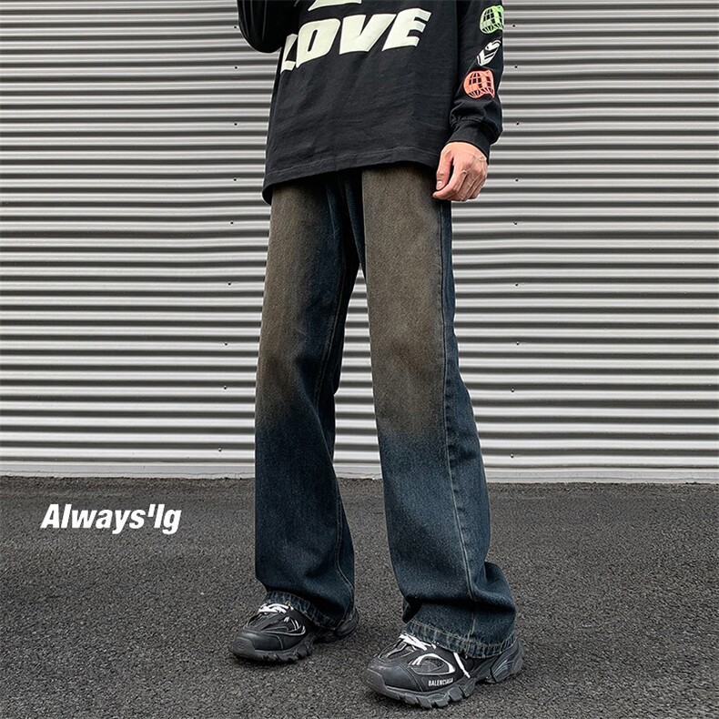 2024秋季新款外景大码美式水洗微喇牛仔裤M-5XGK23564-P50,男装牛仔裤,电商A022