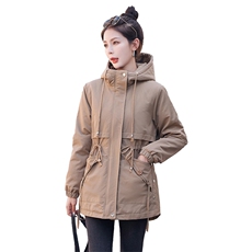现货！！2025冬季新款加绒加厚外套女连帽中长款棉衣显瘦派克棉服，女装棉衣/棉服，以桐