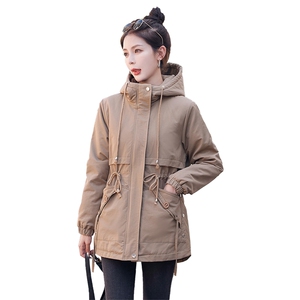 现货！！2025冬季新款加绒加厚外套女连帽中长款棉衣显瘦派克棉服图片