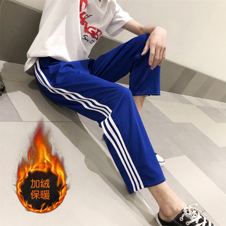 加绒港风原创中性情侣阔腿裤子卫裤休闲裤男运动裤607/常规35,男装休闲裤,星座1506-1