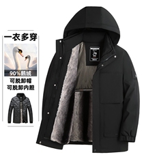 2025新款【可拆卸内胆】90白鸭绒连帽羽绒服外套男90绒新标，男装羽绒服，星座505-2（原电商A260-1)