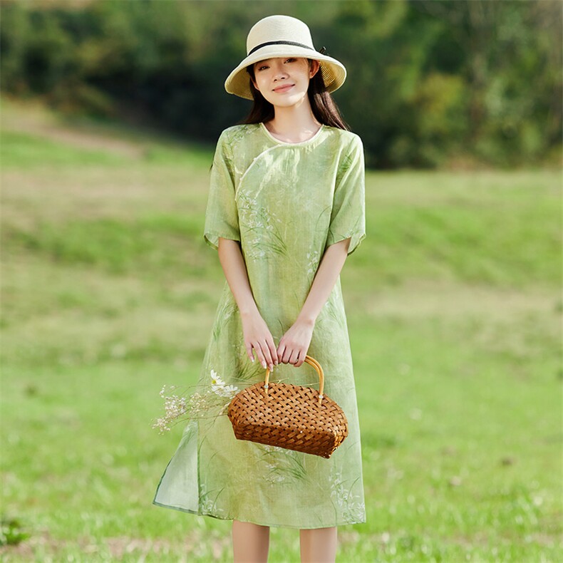 2026年夏季苎麻文艺/优雅旗袍,女装汉服/婚纱/旗袍/礼服,江南依恋