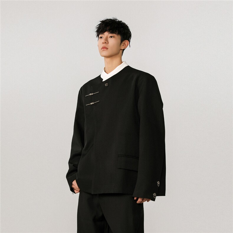 1新中式拼色大码M-5XL西服男:95%聚酯纤维5%氨纶XF77951特P65控98，男装西服，星座226-2