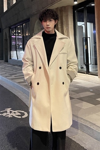 秋冬毛呢大衣男潮英伦风衣宽松休闲中长外套MN00731/P100加棉P110图片
