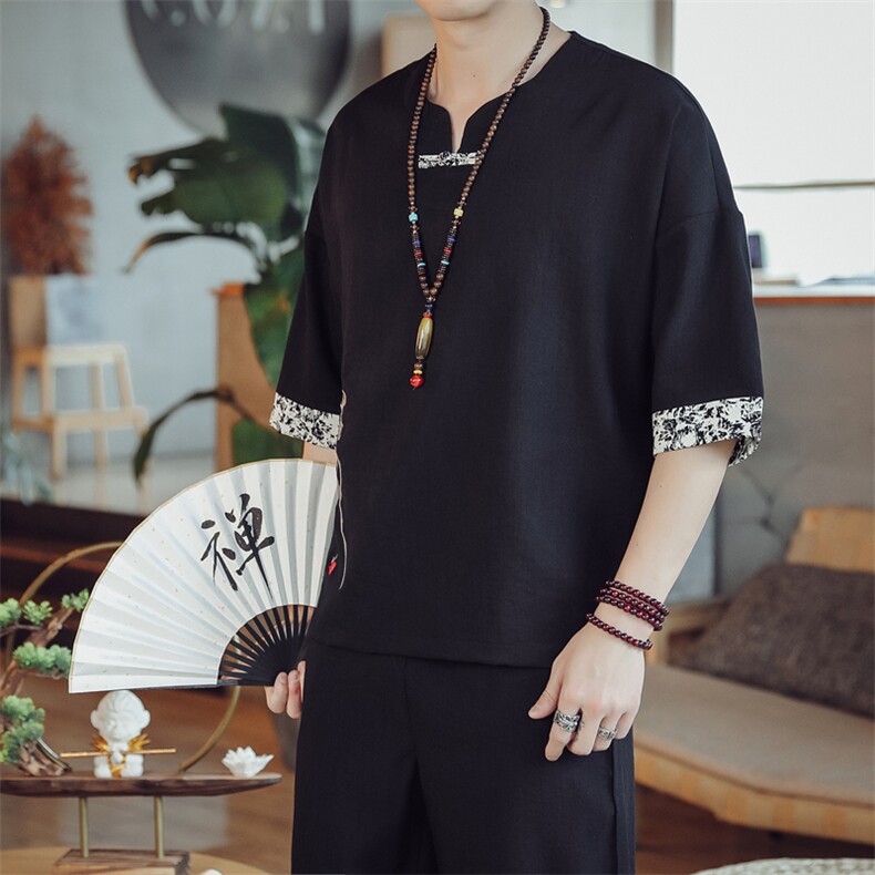 夏季男士风复古唐装名族风T恤A334-T228-P45图片