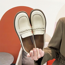 玛丽珍小皮鞋女2023春季新款JK英伦风粗跟单鞋编带一脚蹬乐福女鞋，女鞋小皮鞋，电商A223