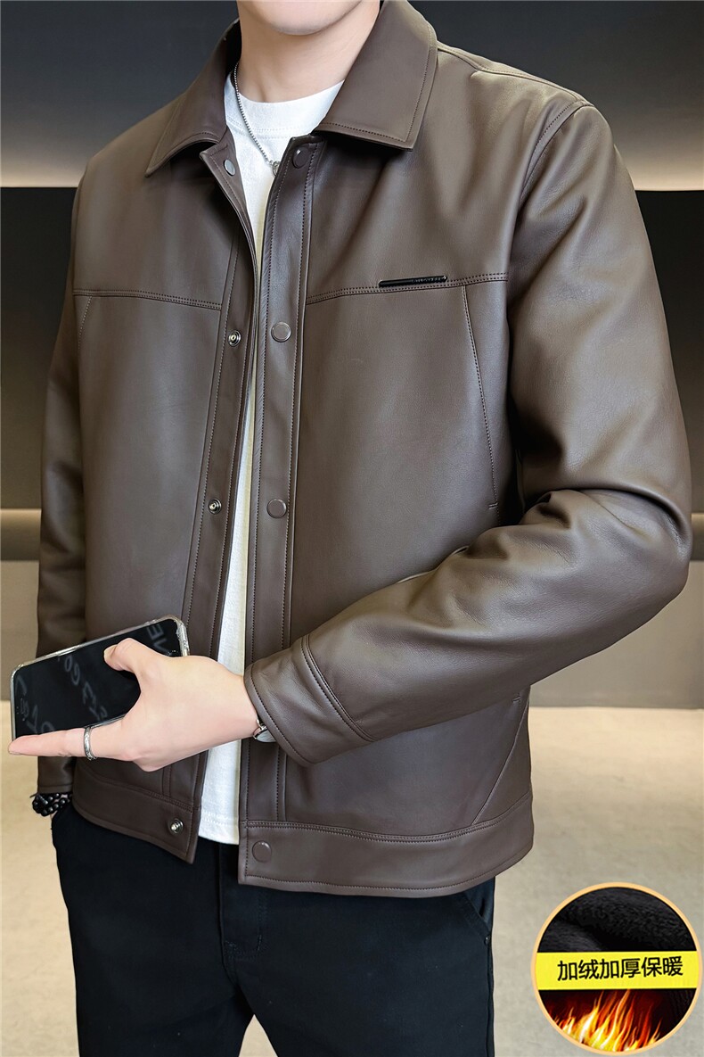 加绒加厚皮衣外套男款秋冬季2025新款潮流皮夹克A313-9916-P145,男装夹克,电商A313