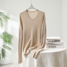 2025时尚百搭抽条U领长袖打底，女装针织衫/毛衣，贵皇羊绒四店