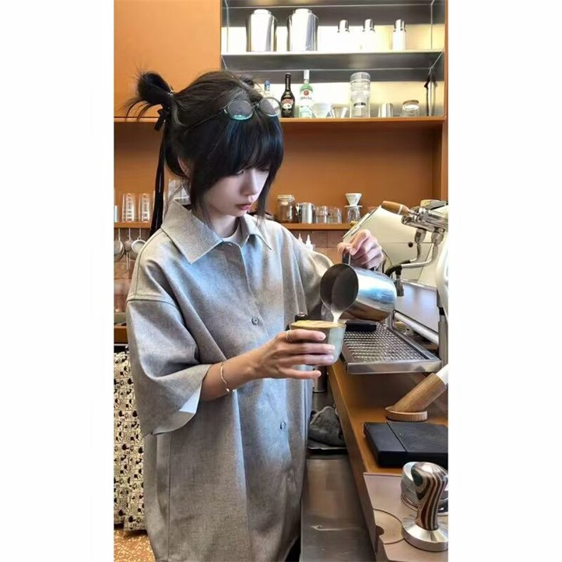 杭州出货~夏季月影亚麻混纺花纱短袖衬衫CT25106批50~C5106批55,男装T恤,星座1004-6