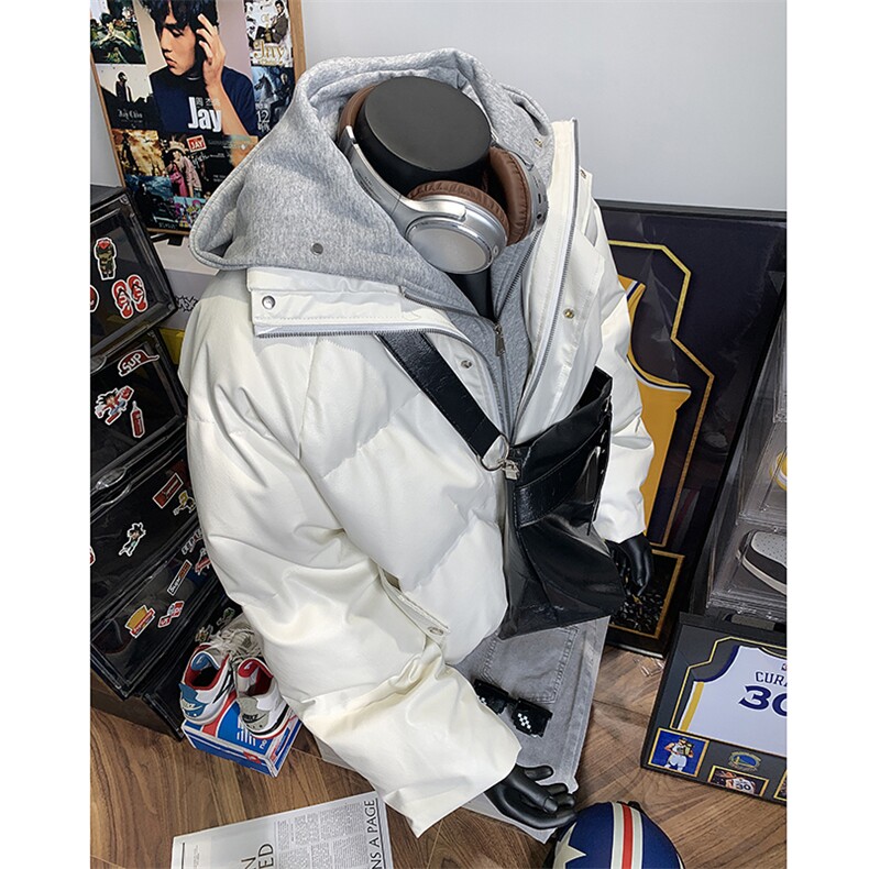 405A美式高街个性连帽设计假两件pu皮棉服MY24920-P158控188,男装棉衣,星座405A
