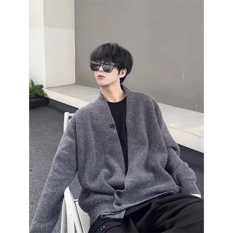 道袍开衫毛衣男春秋款潮牌高级感老钱风针织衫外套慵懒松弛感上衣,男装针织衫/毛衣,星座218-1（原230）