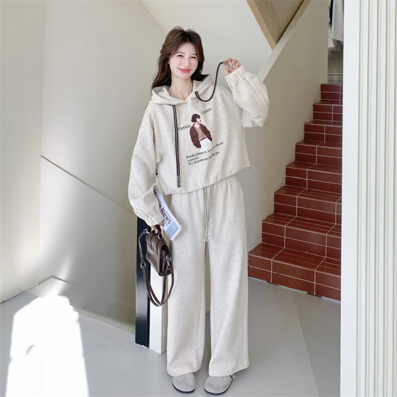 26春新款现-慵懒分盐系撞色卡通连帽卫衣套装2631-P175K288,女装套装/套裙,2B190