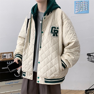冬款港风加棉加厚时尚棉服假两件连帽外套男士8135-P140 控价178图片