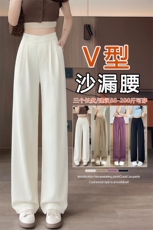 现货2025新款阔腿裤女春夏裤子黑色垂感直筒裤宽松休闲裤女裤，女装休闲裤，云美莎专业女裤-全店现货