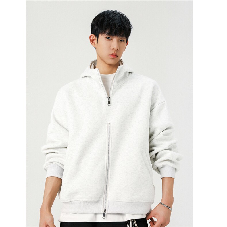 420克短款卫衣男春秋美式复古设计感半拉链潮牌运动帽衫外套P39，女装短外套，电商C306-1