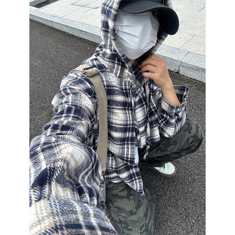 380G磨毛秋冬新款格纹连帽衬衫加厚磨毛格子外套CS328-P48,男装衬衫,星座301C-5
