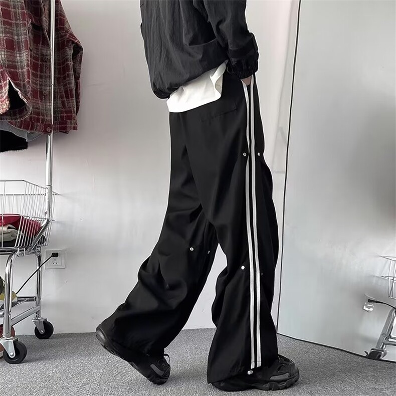 美式条纹伞兵裤男款户外高街ins宽松阔腿裤潮牌休闲机能风冲锋裤,男装休闲裤,星座410-7