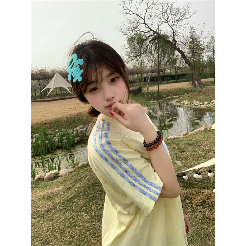 H0777-P35推荐#拉条贴布刺绣休闲宽松款短袖T恤,女装T恤,星座617A-2