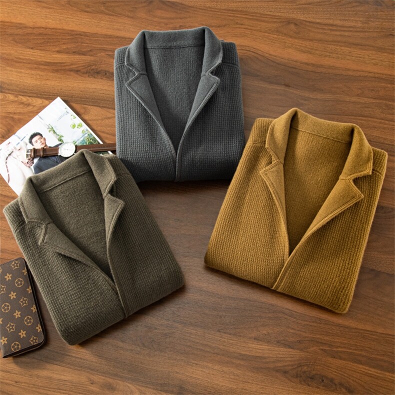 秋冬季新款舒适时尚百搭男士羊绒华夫格西装男装，男装西服，江帆羊绒