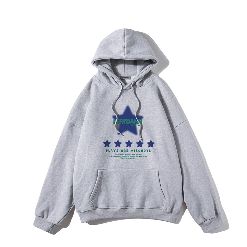 白底新款秋季时尚百搭美式复古印花连帽套头外套W372P40控58,女装短外套,电商A247-1
