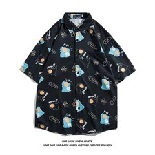 白底平铺短袖衬衫春款男港风潮流C1253P28，男装衬衫，星座1116-2