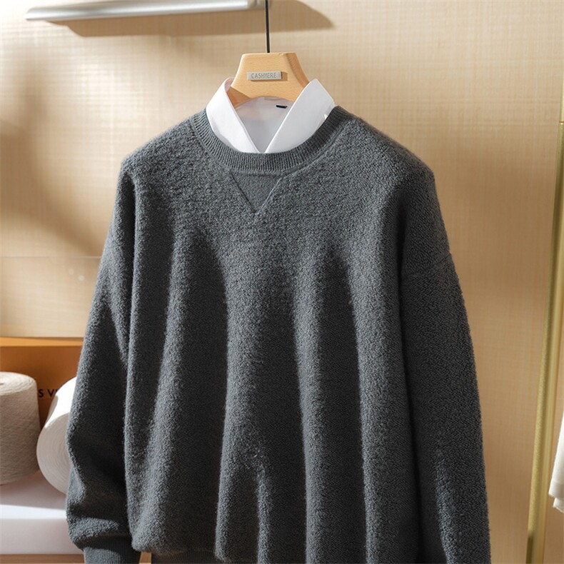 2025年秋季新款百搭洛肩圆领，男装羊绒套衫，澳坤羊绒